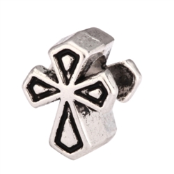 5 x Cross Sign Faith and Hope Charms Beads Antique Silver Tone European Charm Beads  #MEC-07